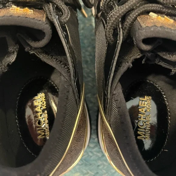 Michael Kors Black and Gold Accent Sneakers - Picture 7 of 12